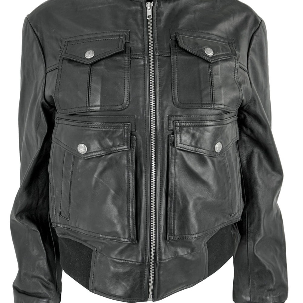 R13 Shrunken Biker Leather Jacket with Front Pockets, STILL FULL PRICE ELSEWHERE - Picture 2 of 8